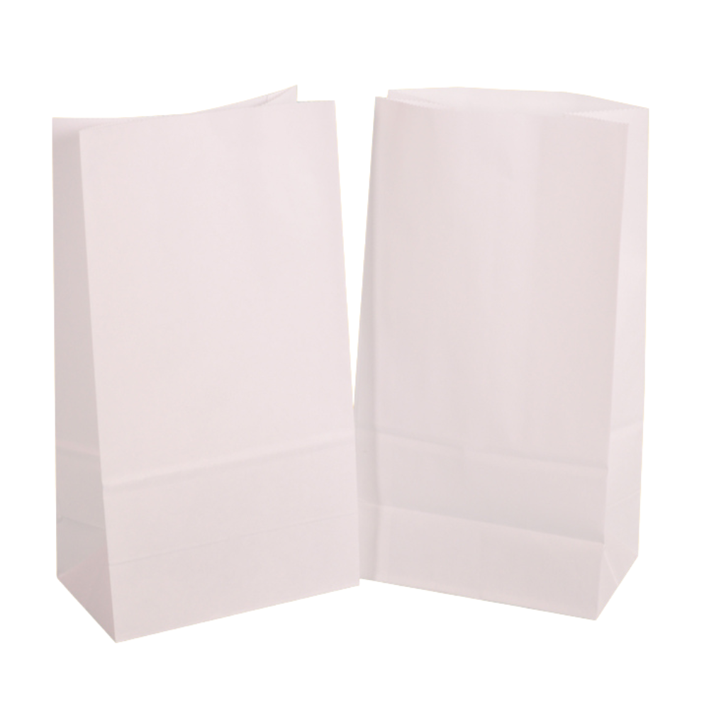 Blockbodenbeutel 14 x 26 x 8 cm aus Kraftpapier Lunchtüte weiß - 1600 Stück
