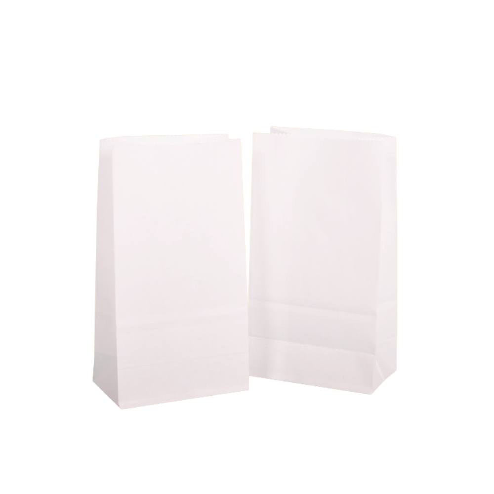 Blockbodenbeutel 9 x 16 x 5 cm aus Kraftpapier Lunchtüte weiß - 2600 Stück