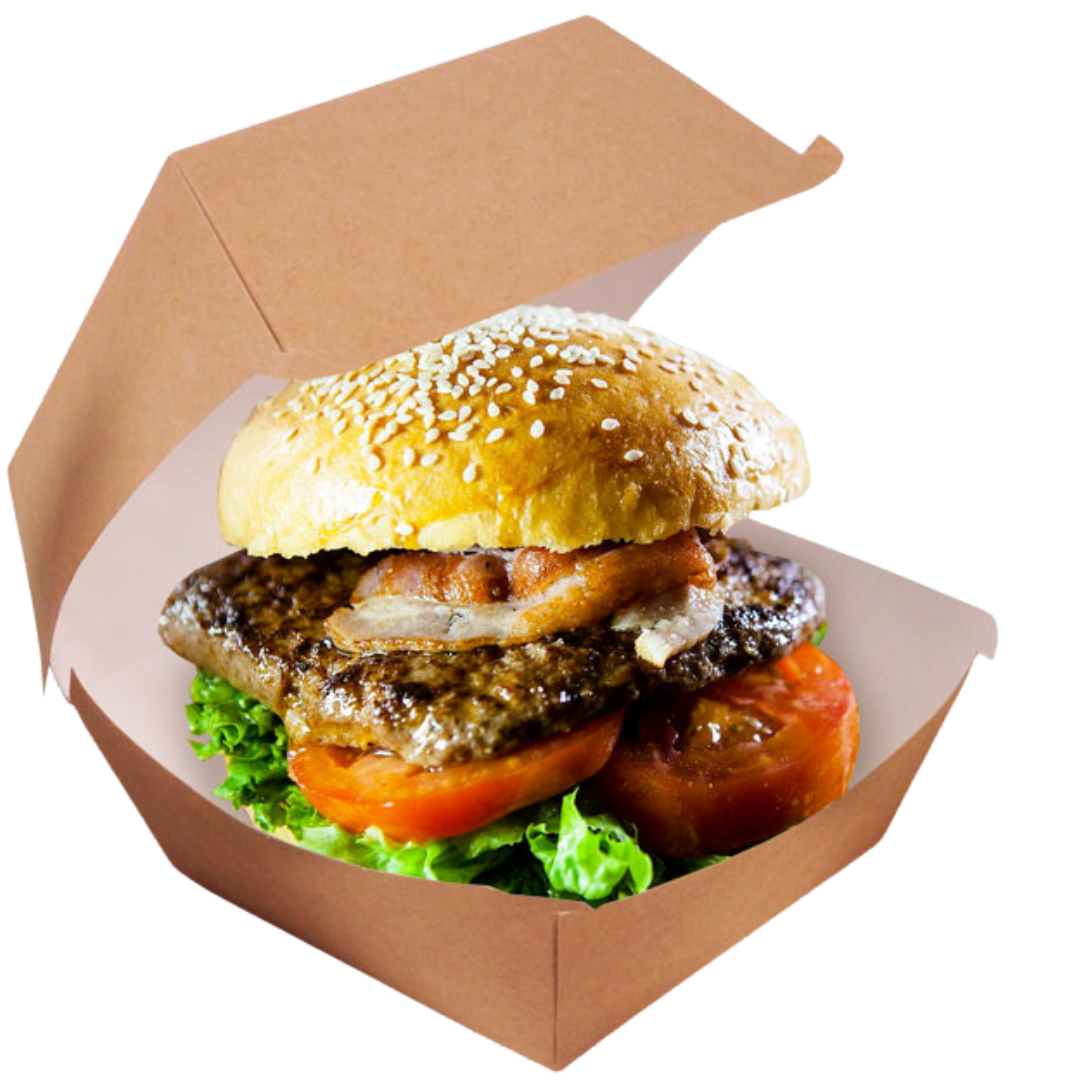 Burgerbox M aus Frischfaser 10 x 10 x 8 cm kompostierbar, braun - 400 Stück